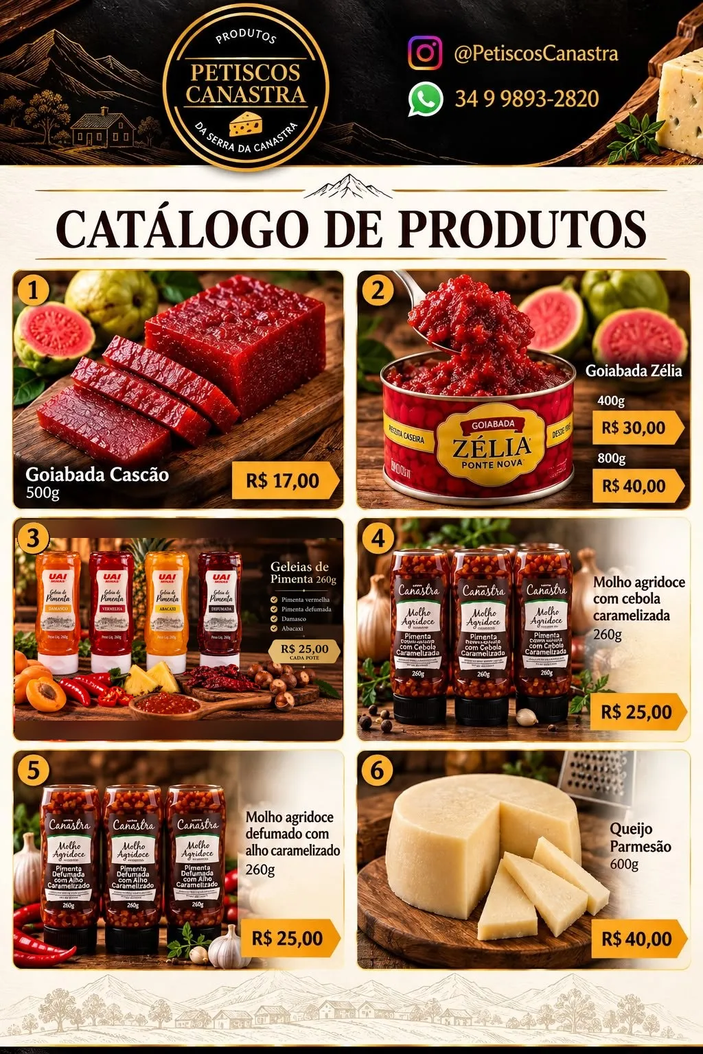 Catálogo de Produtos — goiabadas, geleias, molhos e parmesão