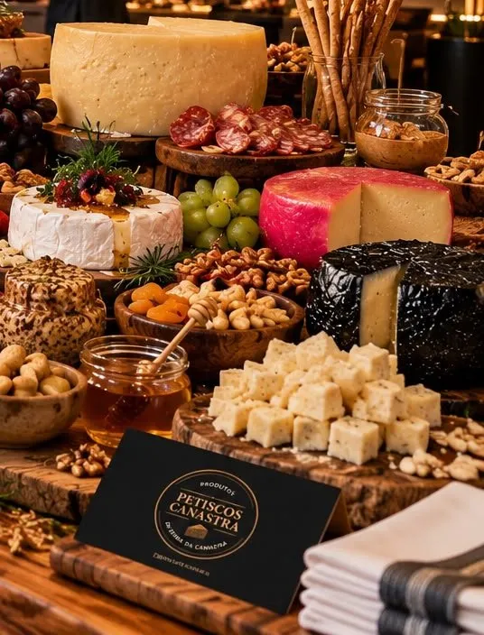 Queijo capa preta, reino e cubos de queijo