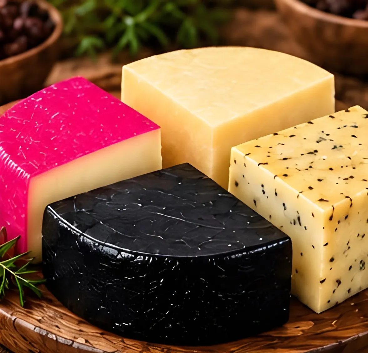 Kit de queijos reino, prato, capa preta e roquefort